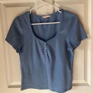 🚫SOLD🚫Pink Rose Blue Short Sleeve Top